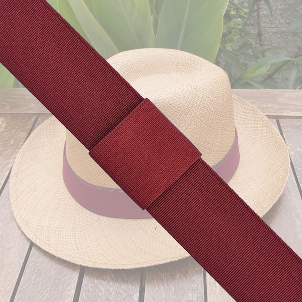 Bandeau de rechange pour chapeau rouge bordeaux - élastique extensible - pour chapeau Fedora chapeau melon Panama ~ Bandeau uniquement