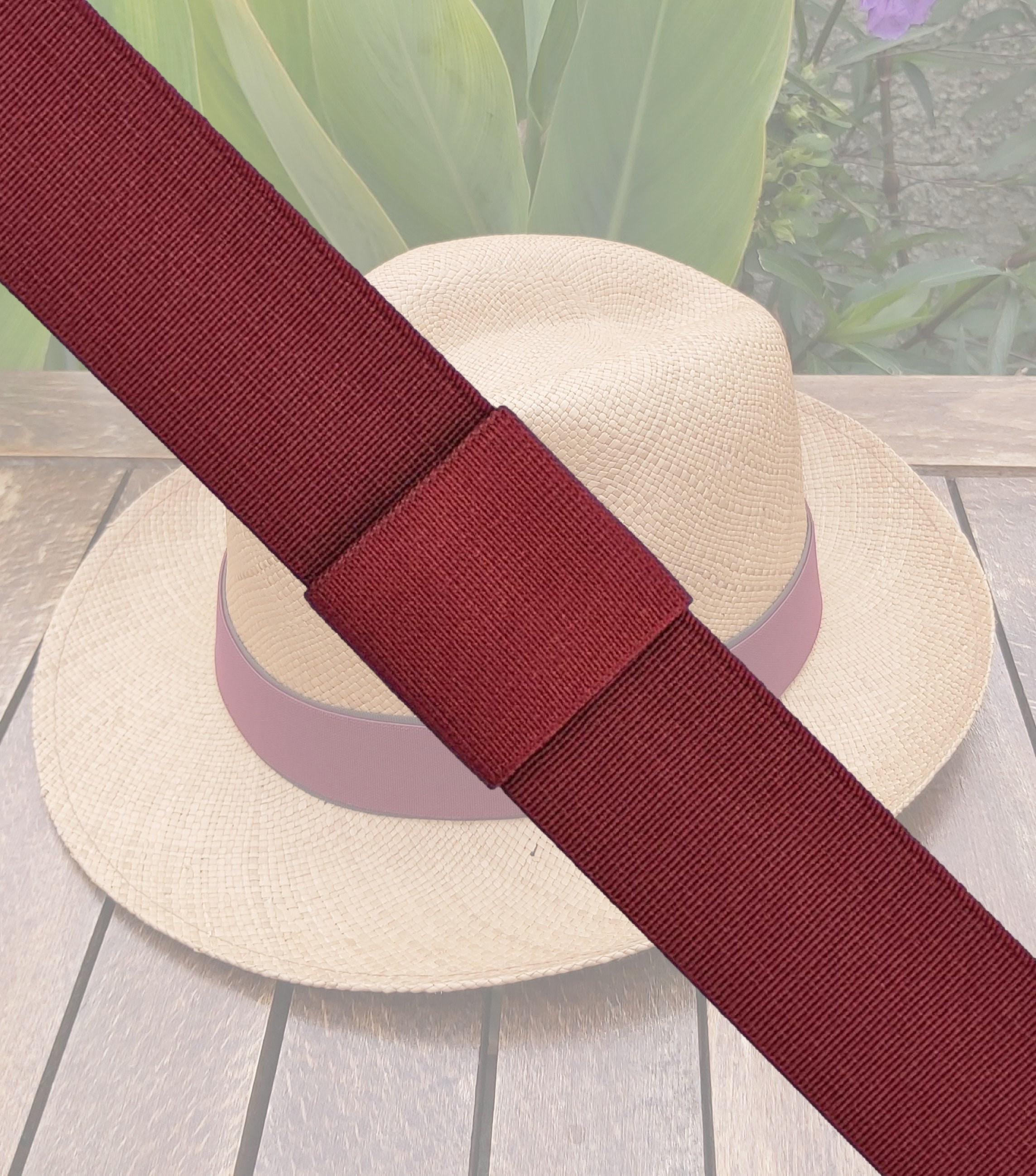 C.C. Woven Hat in Berry. Adjustable Head Band NWT The Hat for Curly Hair - Afrona – Woven Royal main image 2