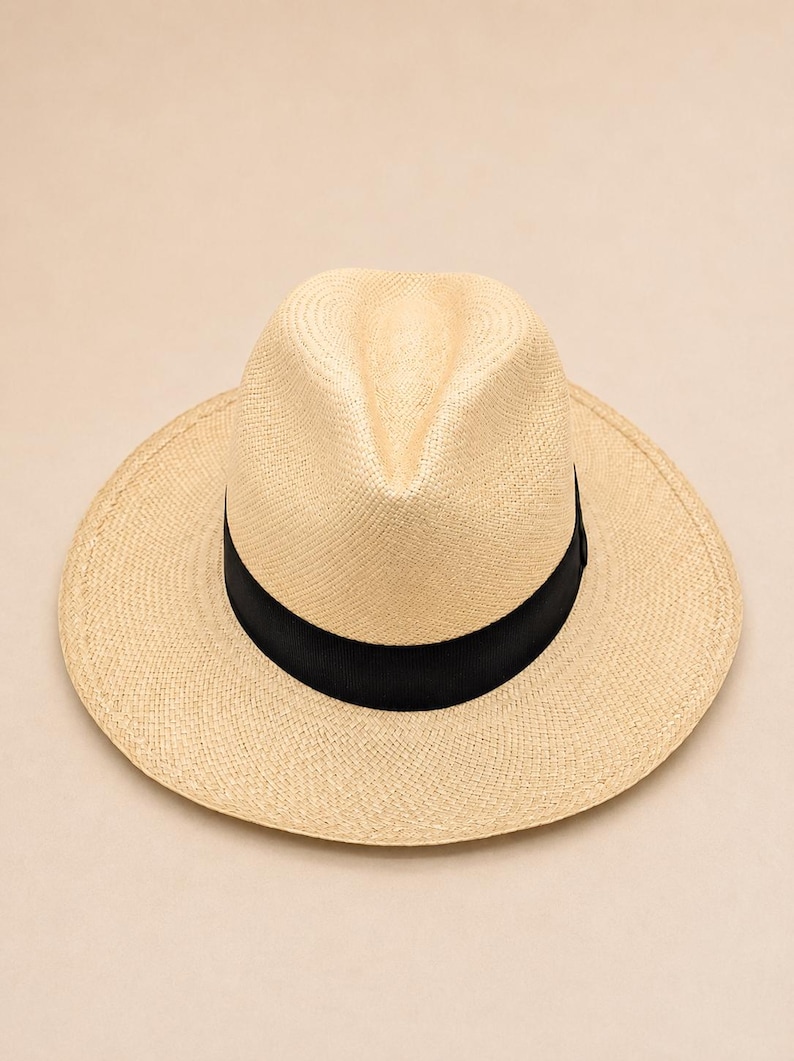 Genuine Natural Panama Hat with Long Feather - Handwoven Ecuador Toquilla Hat, Travel Sun Hat, Summer Hat, Men’s Women’s Fedora Hat image 8