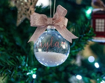 Beautiful  Rose Gold Personalised Christmas Bauble