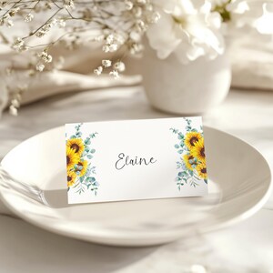 Tarjeta de mesa con girasoles, tarjeta de identificación para bodas con girasoles imagen 2