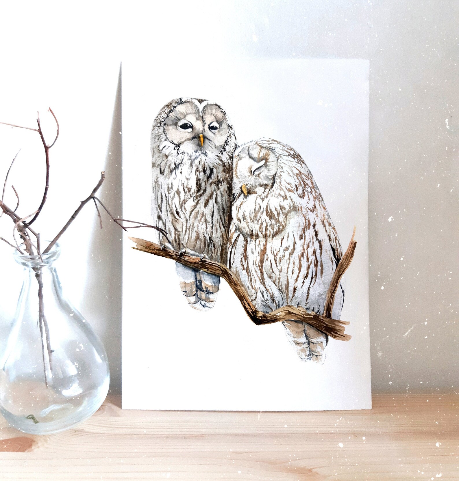 Original Aquarell Eulen Druck Größe A4 | Etsy