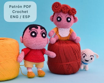 Patrón PDF Shinchan y Himawari/ PDF Pattern/ Patrón PDF/ amigurumi Patrón /crochet