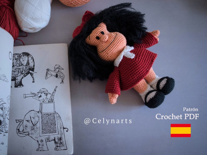 Patrón Mafalda, Patrones de amigurumis, Amigurumi Patterns, Patrón PDf, crochet amigurumi, crochet , ganchillo, amigurumi, PDF imagen 1