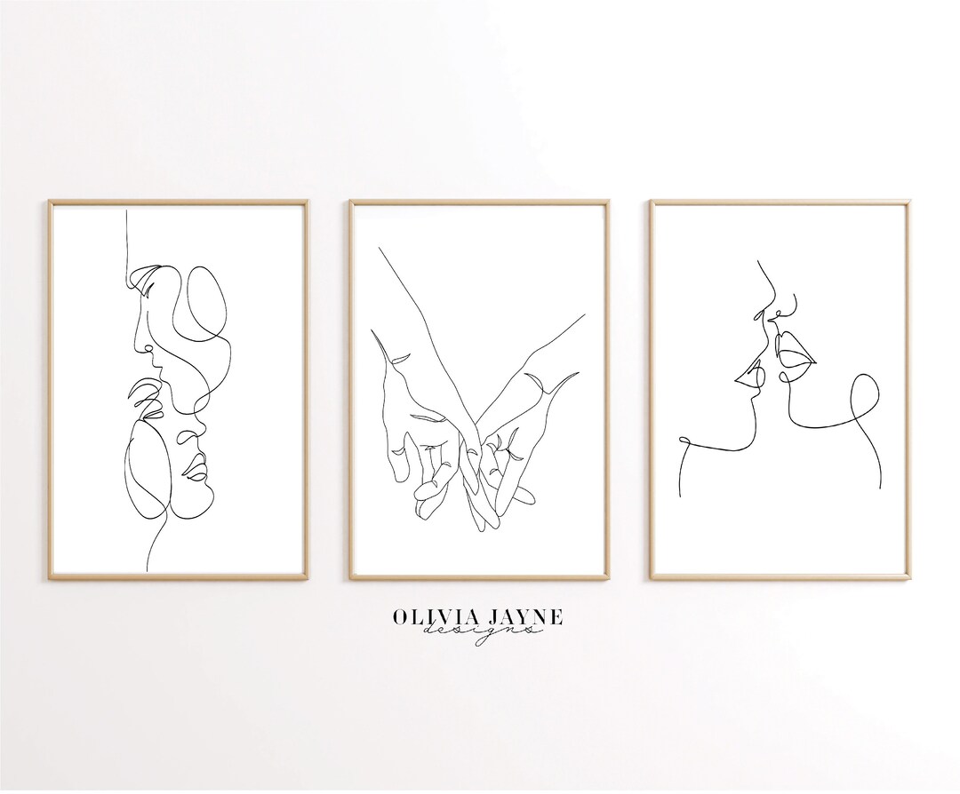Set of 3 Line Art Prints, Home Prints, Human Line Art Prints Etsy