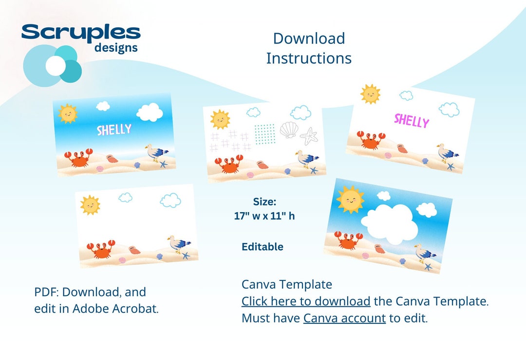 Printable Placemat Beach Theme With Games - Etsy