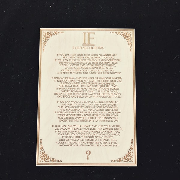 IF -  Rudyard Kipling - engraved poem board , free personalisation