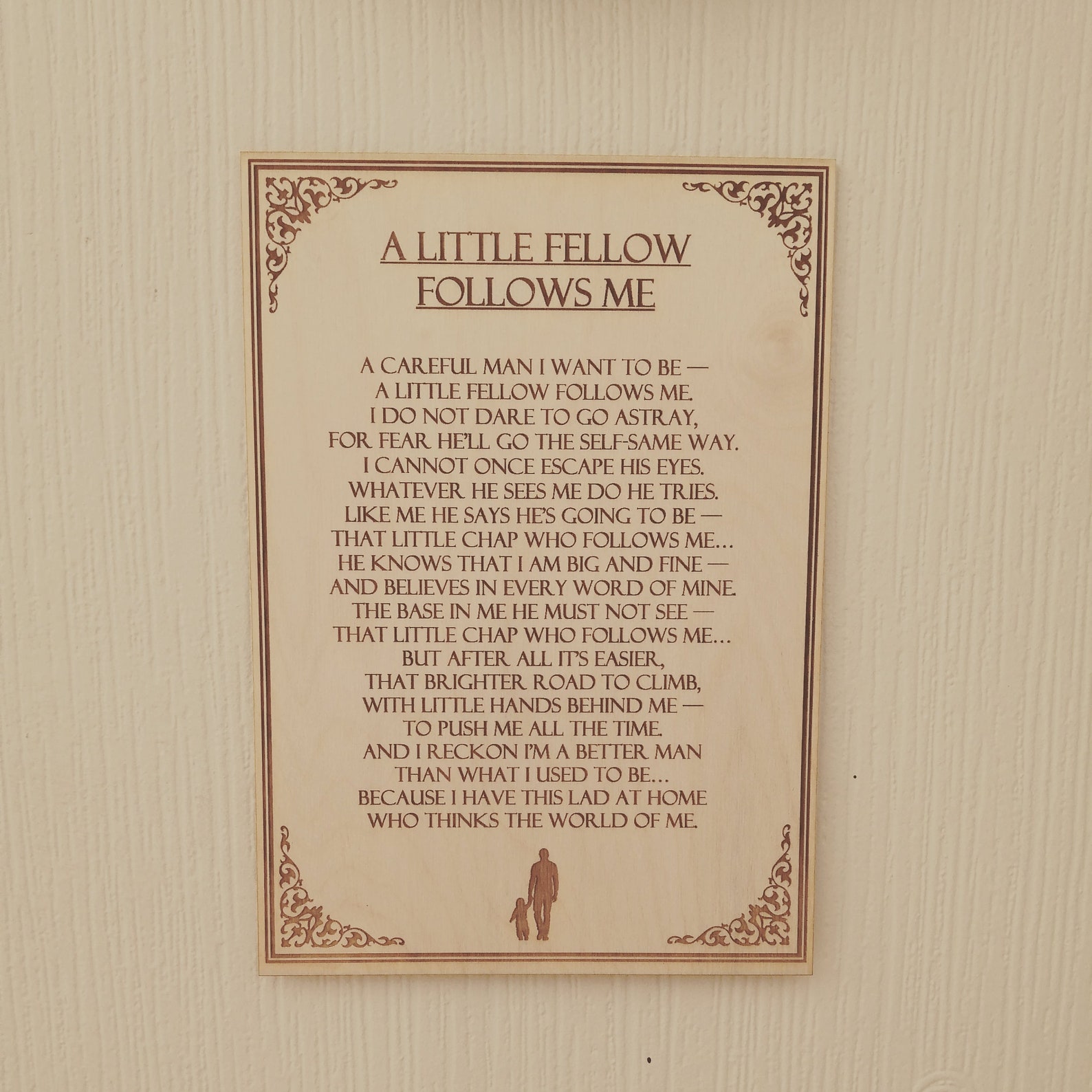 A Little Fellow Follows Me Anonymous Engraved poem board | Etsy