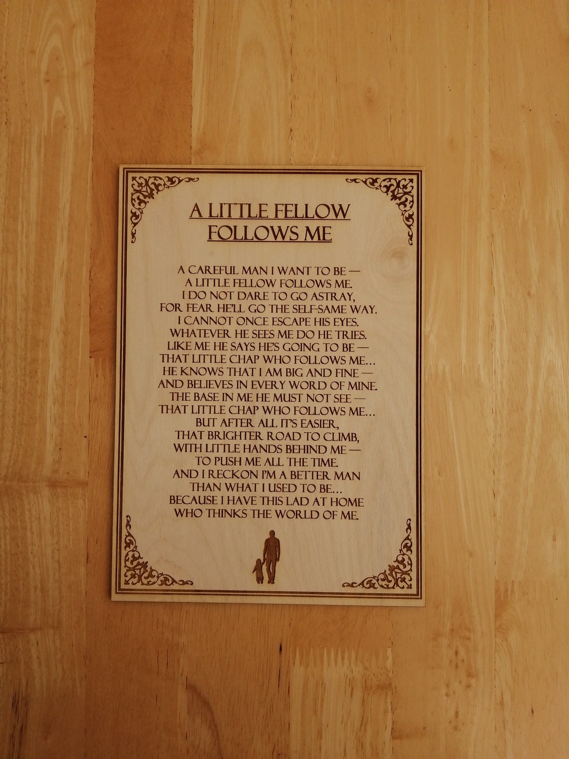 A Little Fellow Follows Me Anonymous Engraved poem board | Etsy