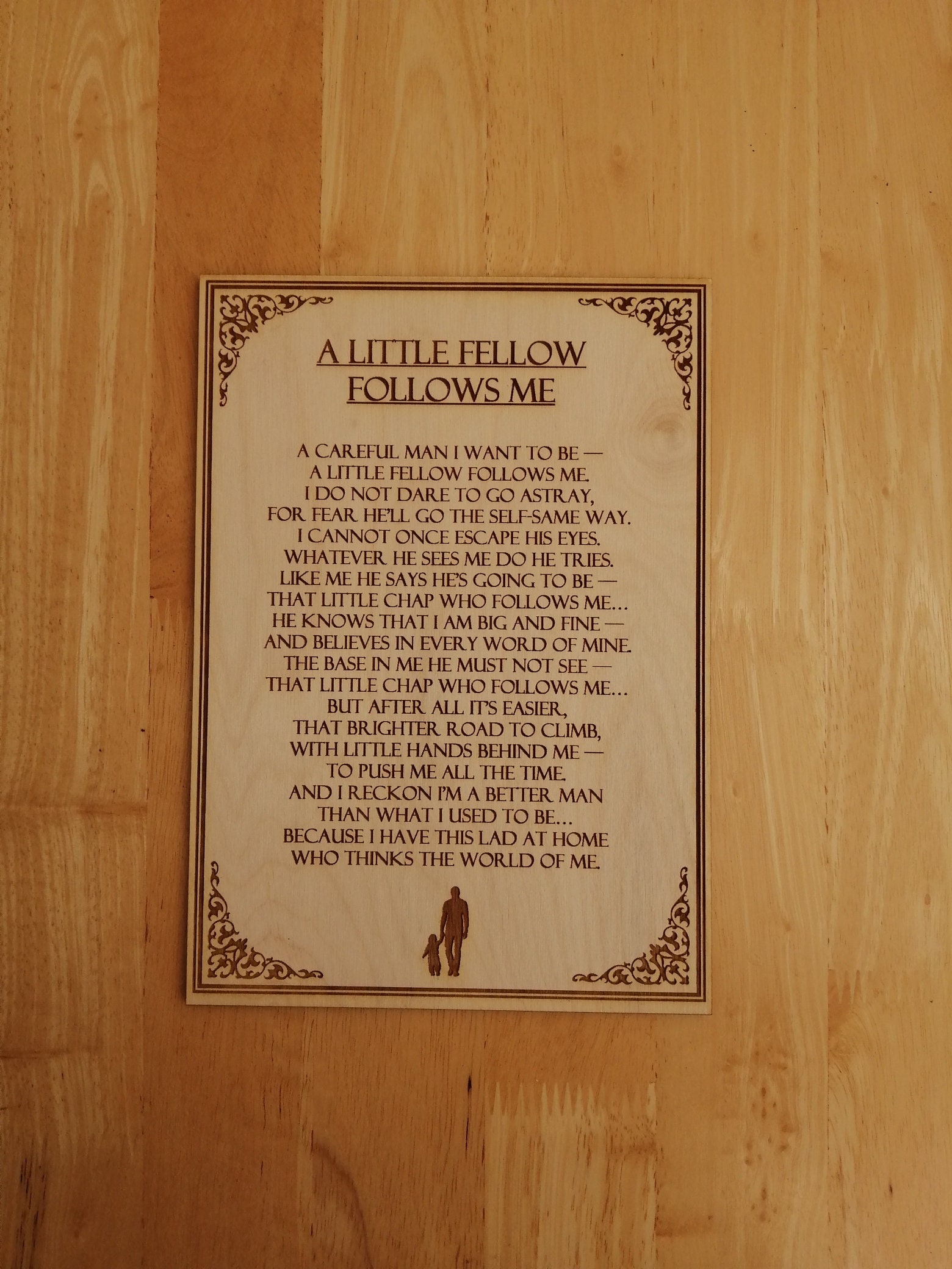 A Little Fellow Follows Me Anonymous Engraved poem board | Etsy