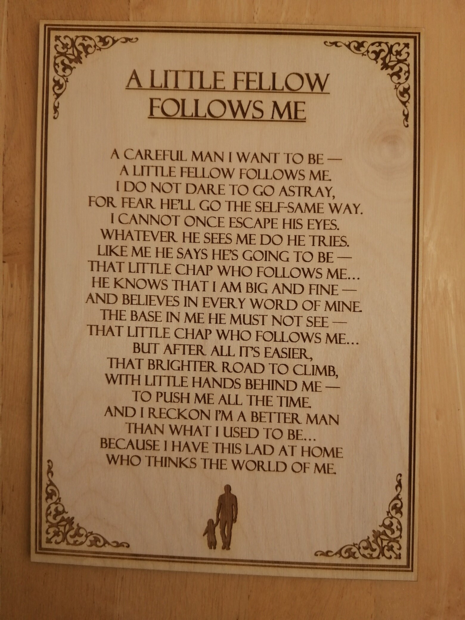 A Little Fellow Follows Me Anonymous Engraved Poem Board - Etsy
