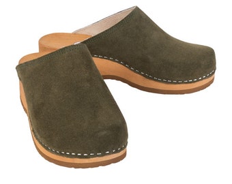 olive green clogs