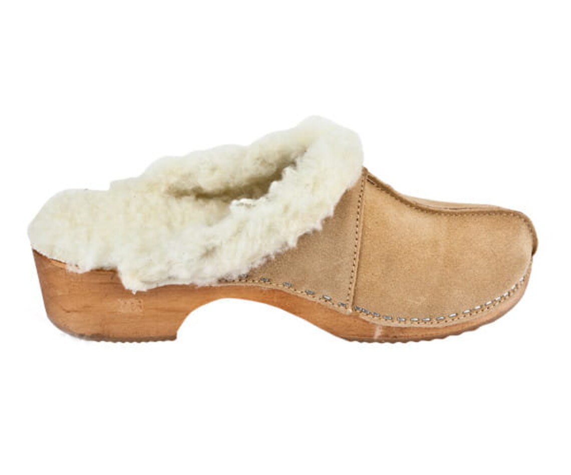 Warm Winter Sheepskin Fur Women Clogs Wooden Clogs High Heel Etsy UK