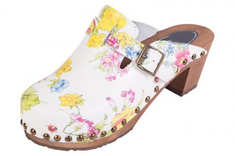 Stylish Women Clogs Wooden Clogs Leather Clogs Swedish Clogs Clog Sandals Buts Wood Soles High Heel Clogs Brown Clogs Heels