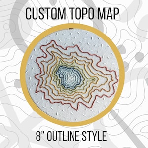 Estilo de contorno de bordado de mapas topo personalizados