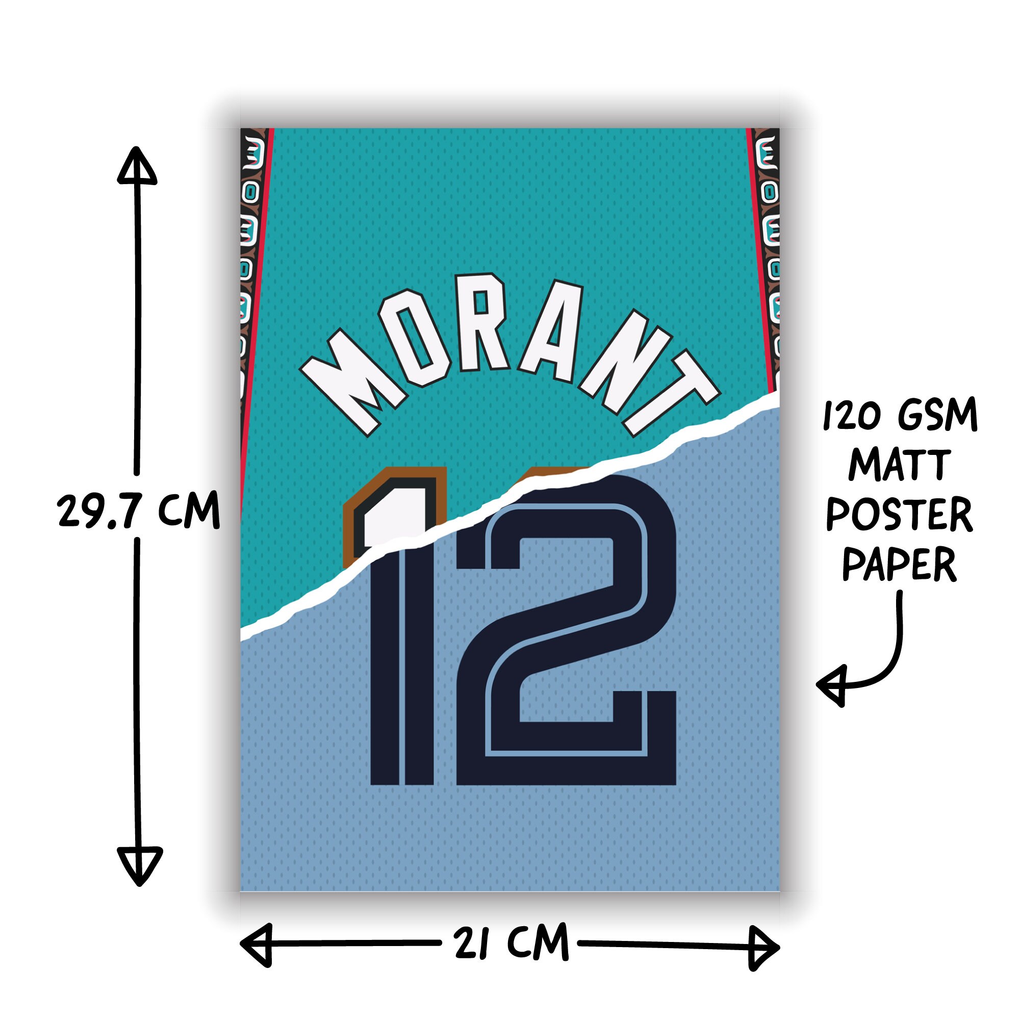 Ja Morant Memphis Jersey A4 Print Etsy