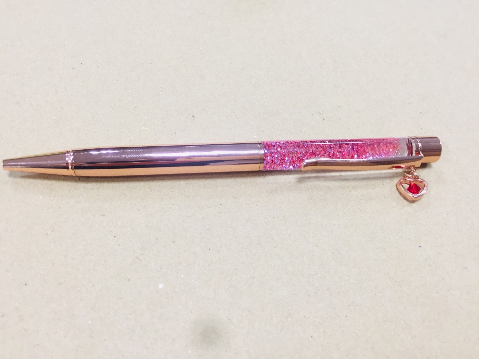 Pink Engraved Crystal Filled Ball Point Pen Etsy Ireland