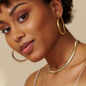 Herringbone chain - Gold Plated Chain Necklace - Layering Necklace - Herringbone Necklace - Snake Chain – Flat Chain Necklace – Thick Chain