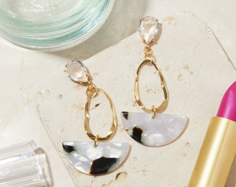 Black and White Earrings – Dangle Earrings – Lightweight Earrings – Unique Earrings – Gemstone Earrings – Gifts for Women