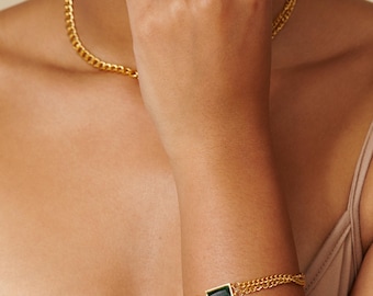 Bracelet émeraude : bijoux de naissance May en acier inoxydable plaqué or 18 carats