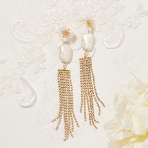 Barock Perlen Ohrringe, Brautschmuck, perfektes Geschenk für Braut, Hochzeitsohrringe, Perle Braut Ohrringe, Goldperle Ohrringe
