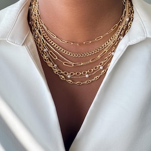 14K Gold Plated Chain Necklace: Dainty Layering Chains