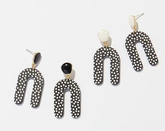 U-Shaped Resin Earrings: Polka Dot Arch Earrings