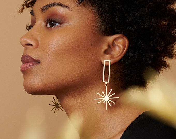 Earrings, Star Earrings, Brass Earrings