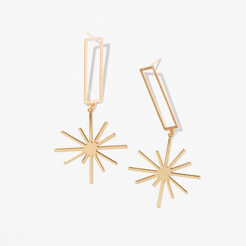 Earrings, Star Earrings, Brass Earrings image 4