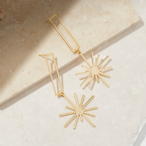Gold Star Earrings, Star Earrings Dangle, Handmade Jewelry, Bold Earrings, Unique Gift, Celestial Earrings