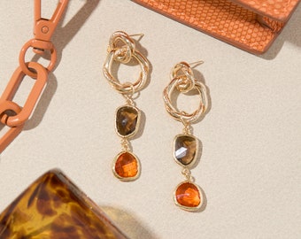 Gold Hoop Earrings, Art Deco Earrings, Chunky Hoop Earrings, Drop Earrings, Crystal Earrings