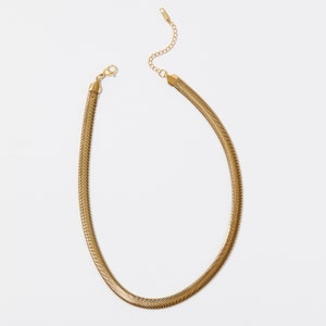 Herringbone chain Gold Chain Necklace Layering Necklace Herringbone Necklace Snake Chain Flat Chain Necklace Thick Chain image 3