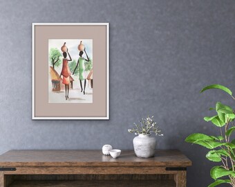 Original watercolor , african women (A3)