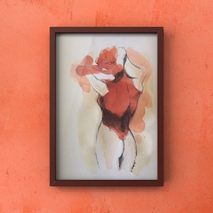 Mulher nua aquarela original (A4)
