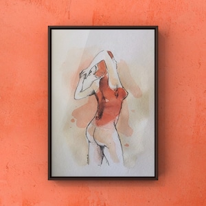 Mulher nua aquarela original (A4)