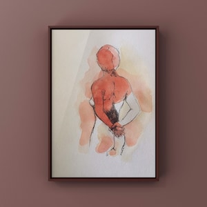 Mulher nua aquarela original (A4)