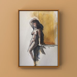 Mulher nua aquarela original (A4)