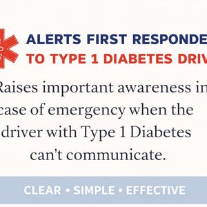 Type One Diabetes Driver Alert Sticker | Medical Emergency Car Decal image 5
