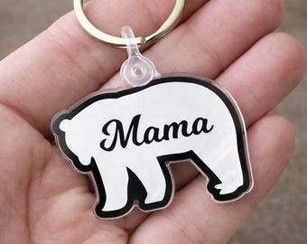 Mamabeer-sleutelhanger | Cadeau moeder | Acryl sleutelhanger schattige beer