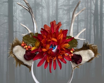 See-All 3rd Eye Antler Forest Flower Crown Creepy Halloween Headband