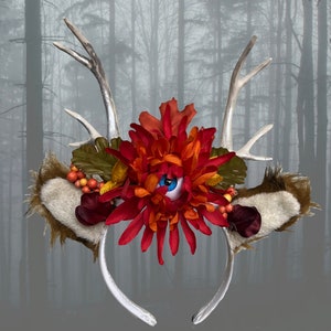 See-All 3rd Eye Antler Forest Flower Crown Creepy Halloween Headband