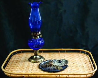 Vintage Mid-Century Wicker Woven Rattan Bamboo Tiki Bar Serving Trays