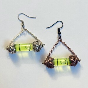 Bubble Level Wood Shop Woodworker Dangle Earrings - Stanley Cylinder Vials image 6