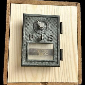 Antique 1906 US Post Office Box Door: Bronze Patina, Combination Lock