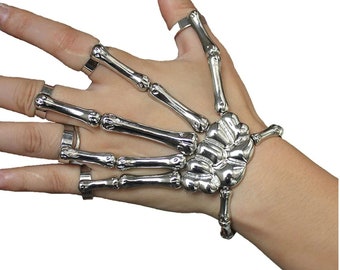 Sperrins Handmade Wristband Skull Fingers Metal Skeleton Hand Bracelet for Women Birthday Gifts