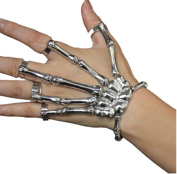 Amazon.com: Taichell Skeleton Hand Bracelet Halloween Jewelry Decoration Skull  Skeleton Hands with Snake Full Finger Rings for Women Men Punk Goth  Bracelets Rings Jewelry Halloween Cosplay (Black): Clothing, Shoes & Jewelry