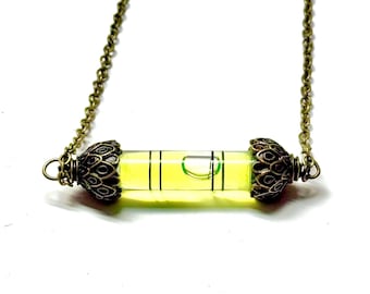 Bubble Spirit Level Wood Shop Woodworker Pendant Necklace - Stanly Cylinder Vials