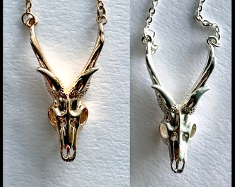 Moderne südlichen Hirsch Kuh Schädel mit Hörnern Gold oder Silber Anhänger Charme Halskette Kette Schmuck