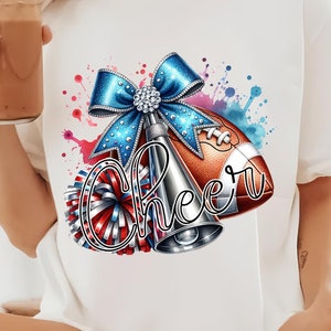 Cheer Watercolor Sublimation Digital Download PNG Cheerleading Design Cheer Football Coquette Bows PNG Gameday Sublimation Cheerleading PNG