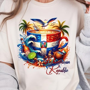 Repubblica Dominicana Tshirt Sublimazione PNG Maglietta da donna dominicana Bandiera della Repubblica Dominicana Regalo dominicano Vacanza 2025 Viaggio estivo 2025